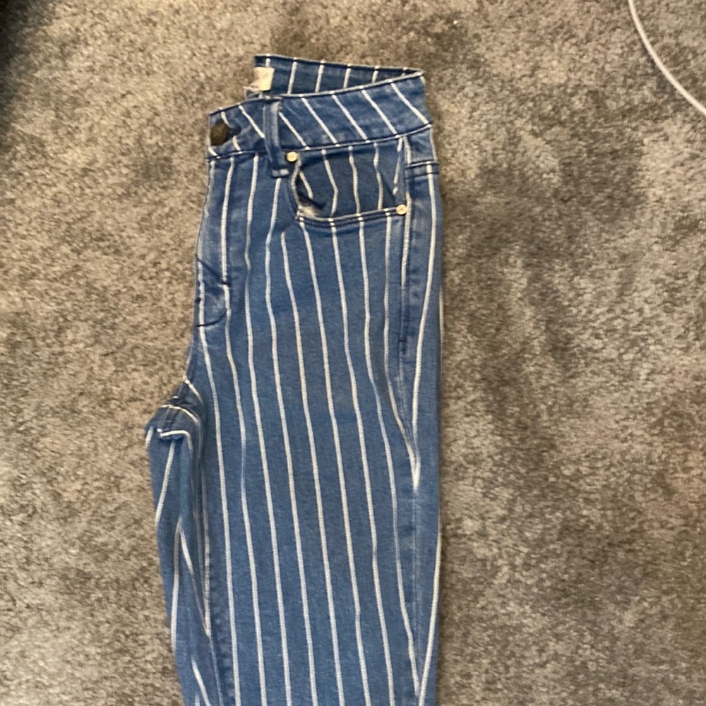 stripped straight skinny denim jeans
